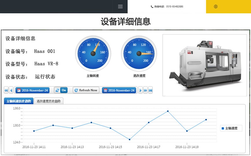 机床采集网关采集数据展示