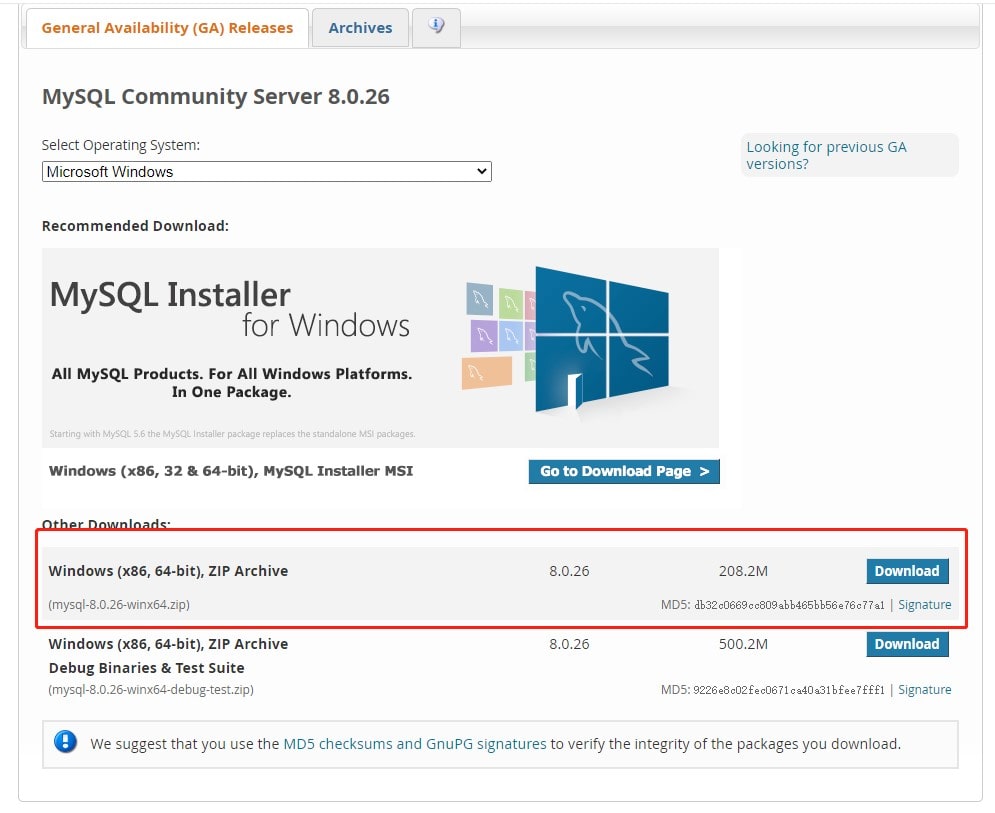 mysql8.0下载地址